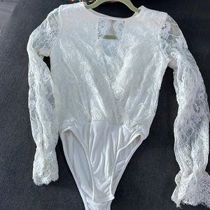 Stone Cold Fox white lace top/bodysuit